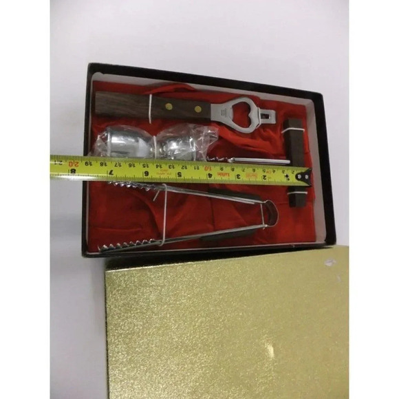 Vintage Wood and Stainless Steel Bar Set MCM - Picture 7 of 8